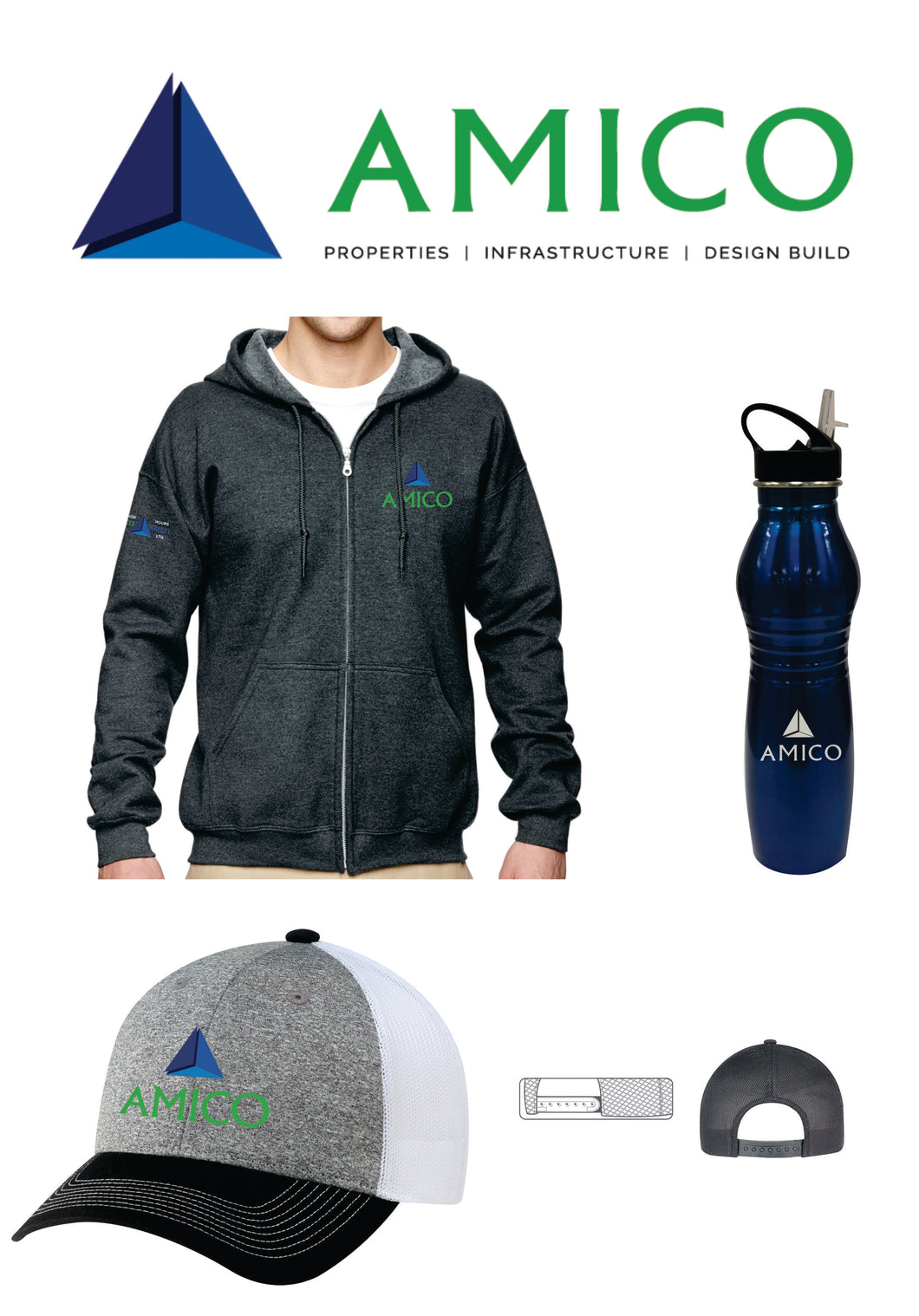 Amico Hoodie Package Full zip Heather Grey